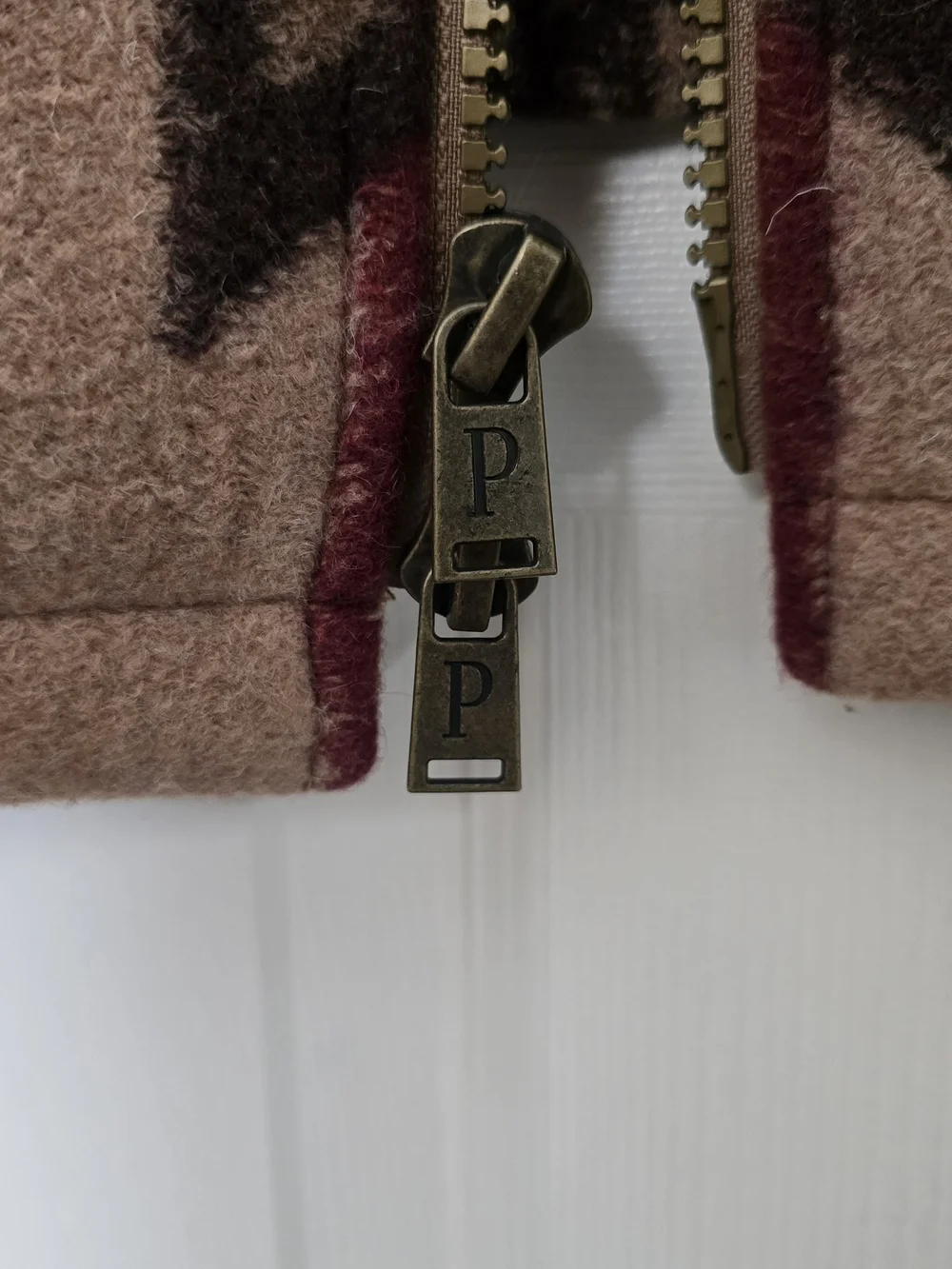 Pendleton Tan Aztec-Pattern Wool Zip-Front Pea Coat - Picture 2 of 5
